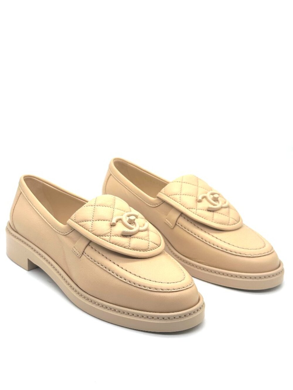 CHANEL 24C Leather Quilted Tab Turn Lock Turnlock CC Loafer Moccasin Flat Shoes - Picture 13 of 13